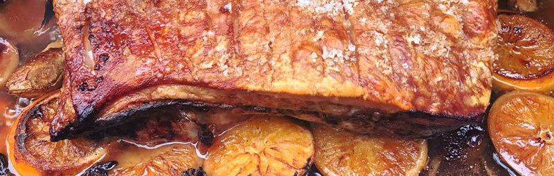 BBQ Roasted Pork Belly with Orange, Beer and Spice
