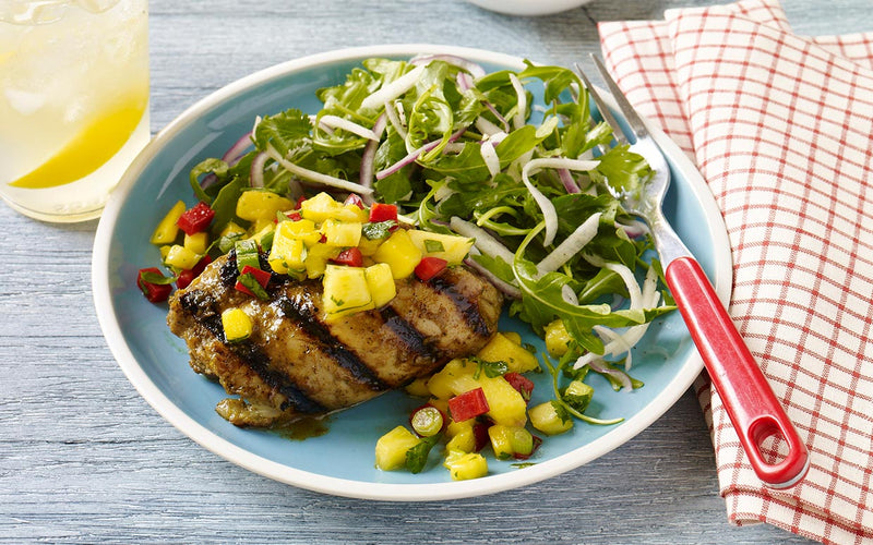 JERK CHICKEN PINEAPPLE AND MANGO SALAD