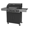 Gasmate Quasar Pro 4B Trolley BBQ with Window in Hood & Side Burn - Inc. Rear Burn, LED Main Gas Knobs, Cover (Product Code: BQ3475)