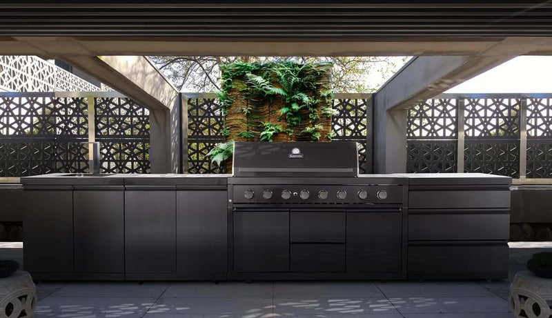 (Product Code: BQ2092B) Gasmate Nova Graphite 6B Twin Hood Built-In BBQ (no side burner)