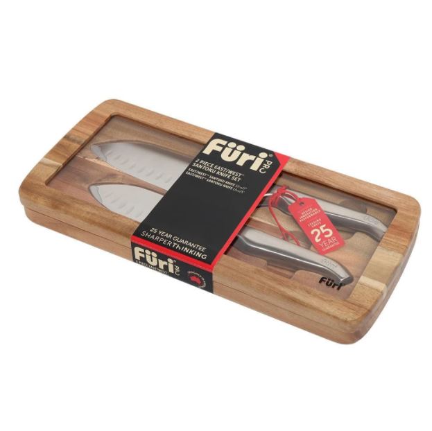 FURI Pro Acacia E/ West Santoku Knife Set- 2PC (Product Code: 41354)